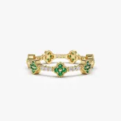 Clover Emerald and Diamond Eternity Band