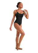 Adagio Floral Embroidered Camisole Leotard (Black)