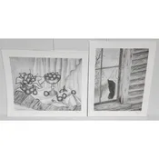 2 Vintage Thelma Nanney Signed Numbered Prints Fruit Still Life & Window Scene