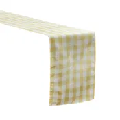 Gingham Checkered Polyester Table Runner – Yellow & White