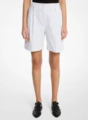 Crushed Cotton Gabardine Cuffed Shorts