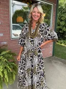 Abstract Print Midi Dress