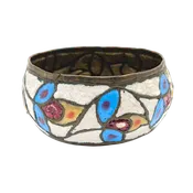 Antique 19th Century Islamic Enameled Brass Bowl