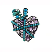 Amethyst and Turquoise Heart Pin (HTP-21)