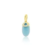10kt Yellow Gold Blue Opal and Blue Topaz Diamond Oval Charm Mini