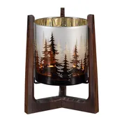 15" Wood Hurricane Candle Holder