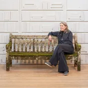 Mossy Vintage Teak Garden Bench
