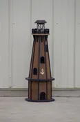 32" Octagon Solar Powered Poly Lighthouse Antique Mahogany with Black Trim