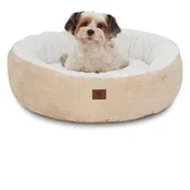 Wholesale AKC 23" Mason Fabric Round Dog Bed for Dogs & Cats, Small Breeds, Tan