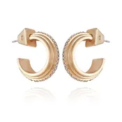 14K Goldtone Crystal Huggie Hoop Earring