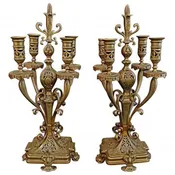 Beautiful Pair of French 19th Century Bronze Candelabra