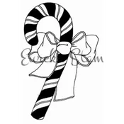 Lg Candy Cane Art Rubber Stamp  ES 10702L