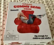 RED GUMMY BEAR INFLATABLE CHAIR NEW 38 INCHES X 33 INCHES BY 26 INCHES