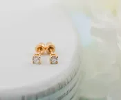 Cherished Moments Kids 14K Gold Clear CZ Earrings