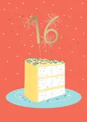 16 on a Cake Greeting Card