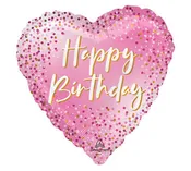 4" Inflated Happy Birthday Sparkle Heart Balloon