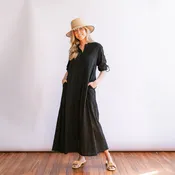 Black Eyelet Swizzle Dress by Sunshine Tienda