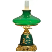 American Art Nouveau Emerald and White Cased-Glass Table Lamp