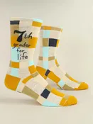 7TH GRADER FOR LIFE MEN'S CREW SOCKS-BLUE Q