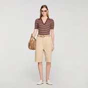 Striped V-neck polo sweater