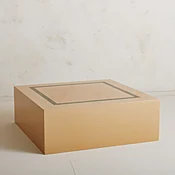 Lacquered Cube Coffee Table with Brass Inlay, France 20th Century