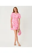 Adetta Short Sleeve Stretch Shift Dress - Conch Shell Pink Burst Of Joy