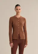 525 America Juliette Cable Split Hemline Cardigan in Carob