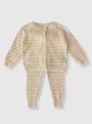100% Cotton Knit Sweater Cardigan Striped Detail