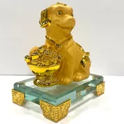 2026 Chinese Zodiac Dog Year Golden Resin Collectible Figurines Table Decor Statue Small
