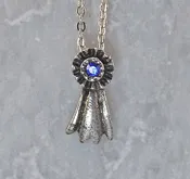 Blue Ribbon Pendant, Retro Silver Finish