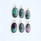 Fluorite 14K Gold Oval Charm