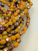 Fire Polish, Round, Opaque Mustard AB 4mm, FP4/xxx