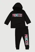 Baby Girls 0-9M Princess Glitter Graphic Sweatshirt and Joggers