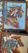 2 Carousel Horse Oil Paintings, Large 33x27