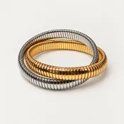 Double Ribbed Bracelet - Gold & Silver