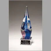 10.5" Blue & Violet Art Glass on Clear Base w/ Black Award