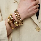 Vintage Goldtone Hinge with Stone Inlay Bracelet