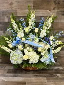 Blue and white premium funeral basket