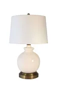 Abbeygale Ivory on Dark Brass Cordless Lamp - Made in the USA