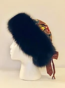 Chocolate Flower Silk Brocade Tibetan Fox Fur Hat — Dö Kham