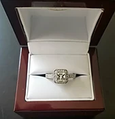 1.77 Carat Princess Cut Halo Pave Diamond Engagement Ring