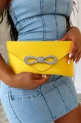 Adorable Rhinestone Bow Satin Clutch