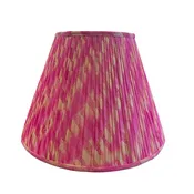 18" Hand-Shirred Empire Lampshade in Vibrant Pink and Canary Stripe | Wear on Bottom Edges