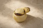 Antique Gem Set Gold and Carved Quartz Ram Snuff Box