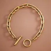 18K Gold Plated Paperclip Chain Stainless Steel Bracelet