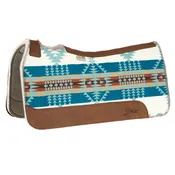 5 Star Equine Products Supplies Inc. 3/4in Natural All Around Aqua Aztec Felt Saddle Pad