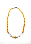 African Horn & Quartz Necklace