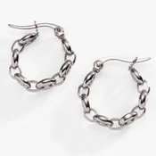 Alex and Ani Frozen Mariner Chain Hoop Earrings in Silver