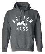 BOSTON, MASS (White Ink on Dark Gray) Hooded Sweatshirt