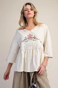 Embroidered Baby Doll Top